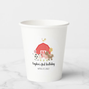 Gobelets En Papier Grange d'animaux de ferme Coupes de papier d'anniv
