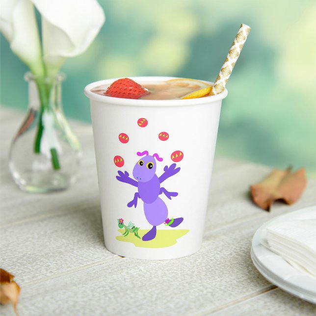 Gobelets En Papier Grasshopper violet Jongler amusant Créature (Créateur téléchargé)