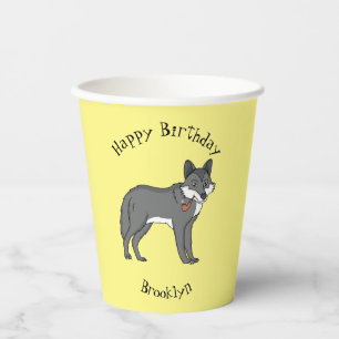 Gobelets En Papier Gray wolf with pipe cartoon