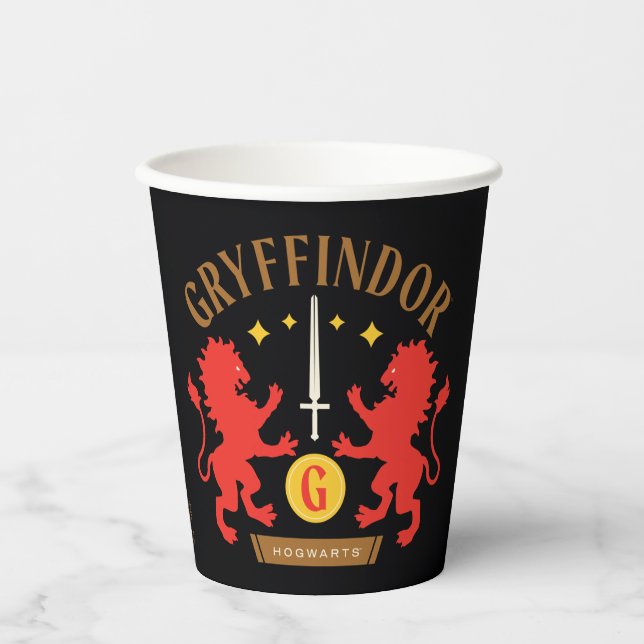 Gobelets En Papier GRAYFFINDOR™ Maison double Lion épée graphique (Recto)
