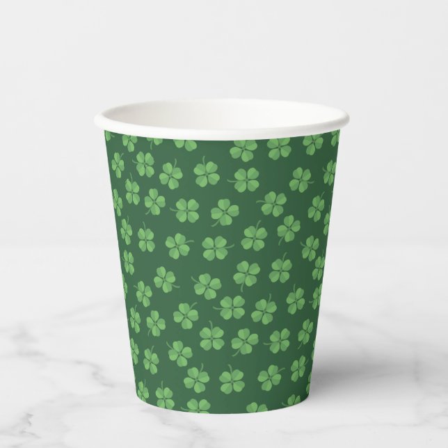 Gobelets En Papier Green Celtic Irish Four Leafed Clovers St. Patrick (Recto)