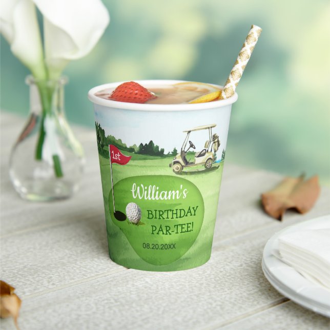 Gobelets En Papier Green Golf 1er Anniversaire Par tee (Insitu)