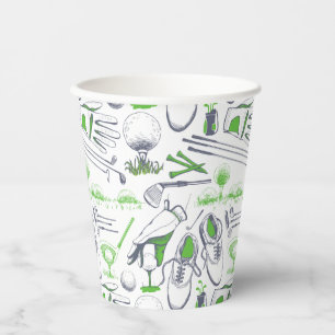 Gobelets En Papier Green Golf Icons Motif