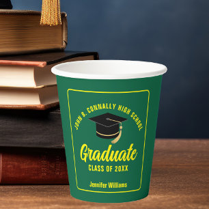 Gobelets En Papier Green Jaune Graduate Custom Party