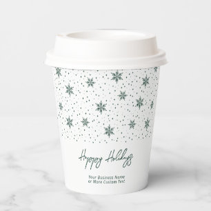 Gobelets En Papier Green   Logo d'affaires Vacances d'hiver