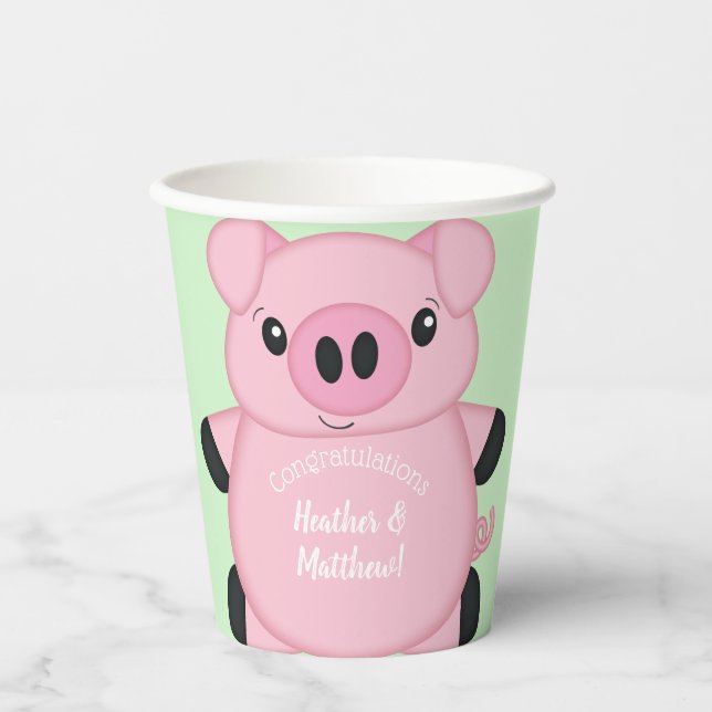 Gobelets En Papier Green Pig Baby (Recto)