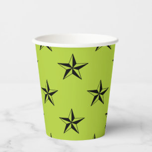Gobelets En Papier Green Retro Stars Motif Paper Cup