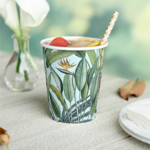 Gobelets En Papier Green Tropical Jungle Banana Tree Strelitzia
