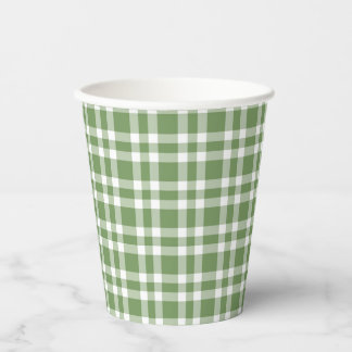 Gobelets En Papier Green White Plaid Pattern