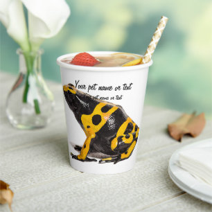Gobelets En Papier Grenouille à poison jaune et noire à bande jaune