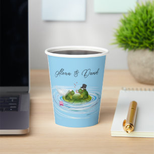 Gobelets En Papier Grenouilles nouvellement mariées sur Lily Pad