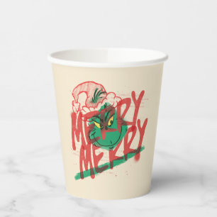 Gobelets En Papier Grinch Grunge Graphique Joyeux Joyeux
