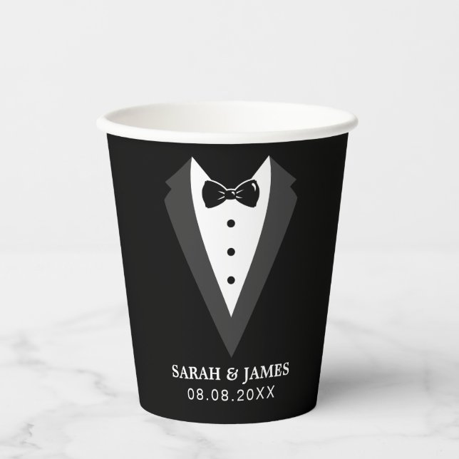 Gobelets En Papier Groomsmen noir drôle tasse de papier (Recto)
