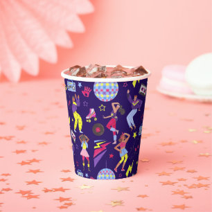 Gobelets En Papier Groovy Disco Purple Party Rétro 80s Disco