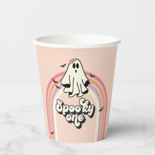 Gobelets En Papier groovy Ghost rétro Halloween Effrayant Un Annivers