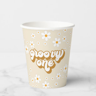 Gobelets En Papier Groovy One Rétro Marguerite 1er Anniversaire