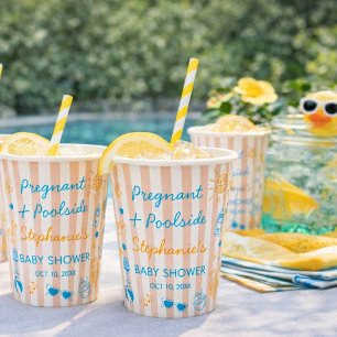 Gobelets En Papier Grossesse & Piscine Fête d'été au bord de la pisci