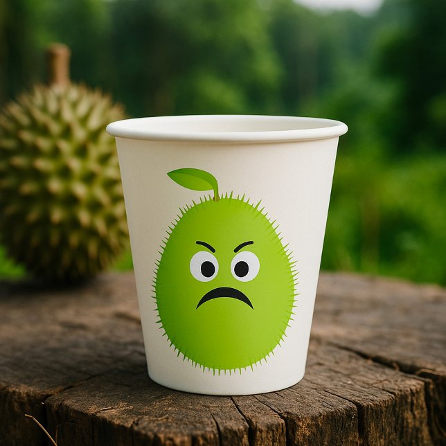 Gobelets En Papier Grumpy Fuzzy Pear Visage Fruit drôle Caractère (Créateur téléchargé)