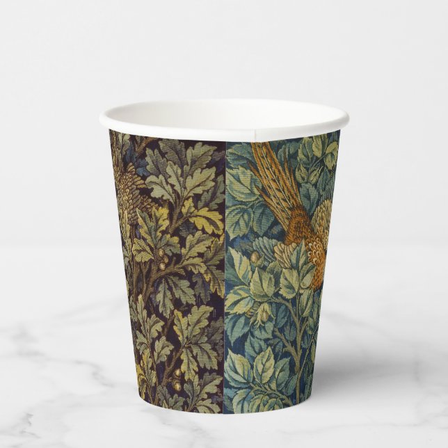 Gobelets En Papier Guillaume Morris Faisan Oiseau Arbre Fleur (Droite)