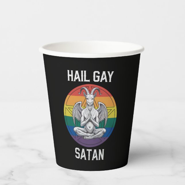 Gobelets En Papier Hail Gay Satan Funny Goth Gothique Goat LGBTQ (Recto)