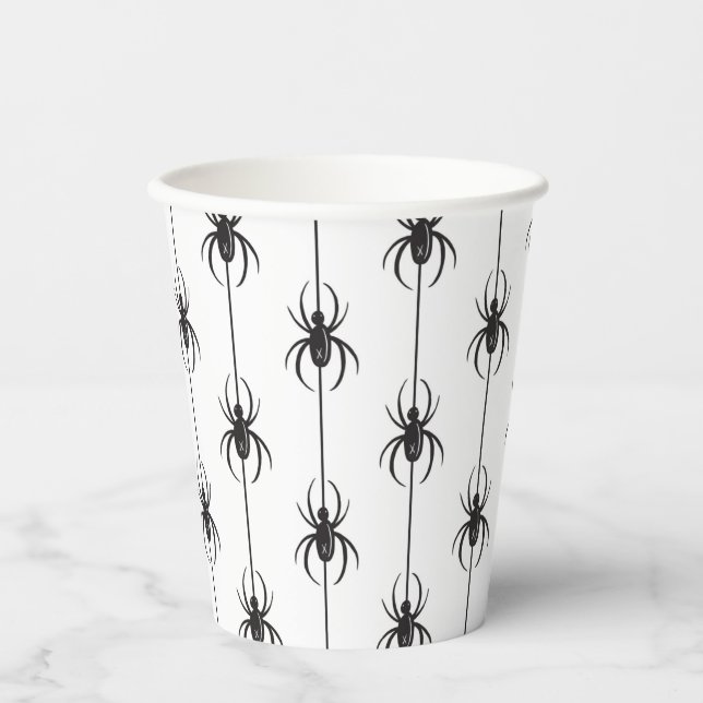Gobelets En Papier Halloween Araignée Squelettique (Recto)