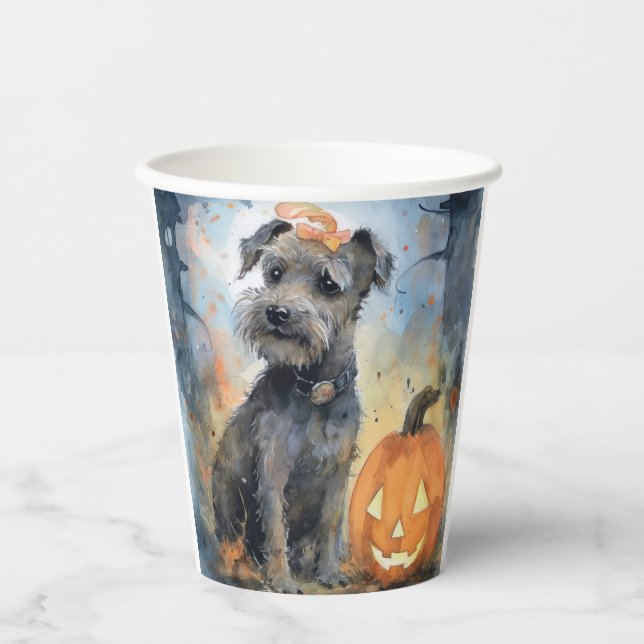 Gobelets En Papier Halloween Chesapeake Bay Terrier Avec Citrouilles (Recto)