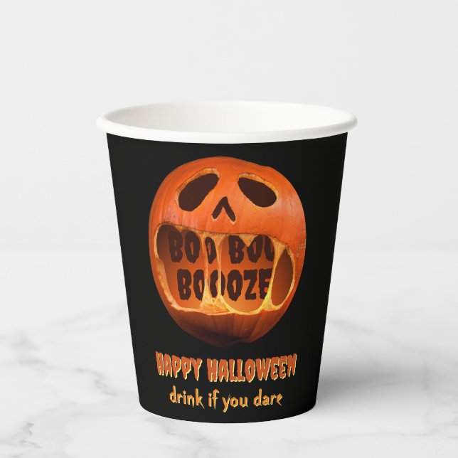 Gobelets En Papier Halloween citrouille visage partie tasse papier (Recto)