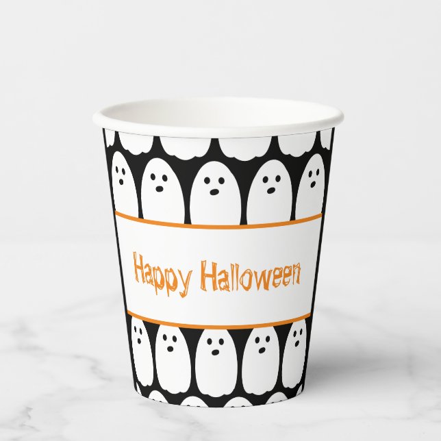 Gobelets En Papier Halloween Cute Ghosts (Recto)