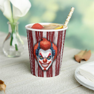 Gobelets En Papier Halloween du Carnaval de Clown déplaisant