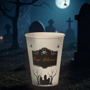 Gobelets En Papier Halloween du cimetière Blanc