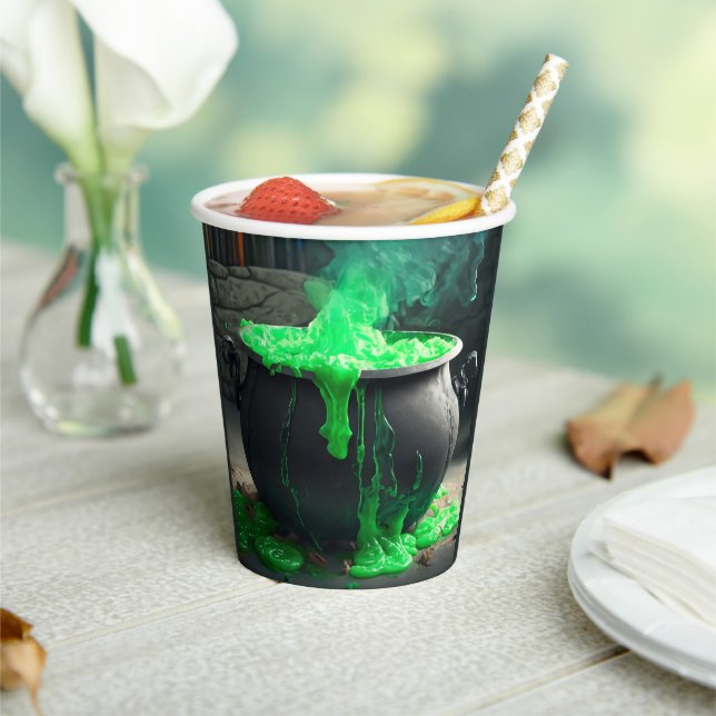 Gobelets En Papier Halloween en cauldron de sorcière bouillonnante (Insitu)
