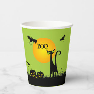 Gobelets En Papier Halloween en chats noirs et chauves-souris