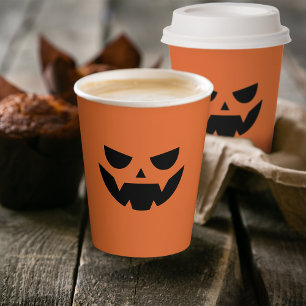 Gobelets En Papier Halloween faciale de Jack-o'-lantern effrayant