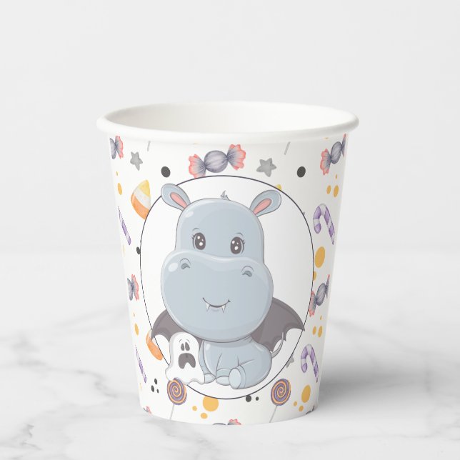 Gobelets En Papier Halloween Hippopotamus Little Boo Baby shower (Recto)