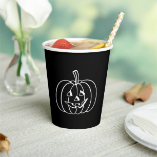 Gobelets En Papier Halloween Jack-o'-lantern noir éffrayant