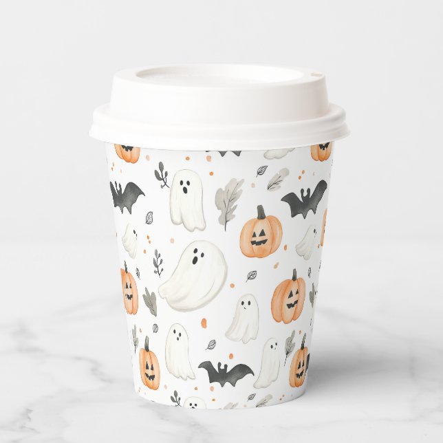 Gobelets En Papier Halloween Little Boo Ghost mignon Baby shower (Recto)
