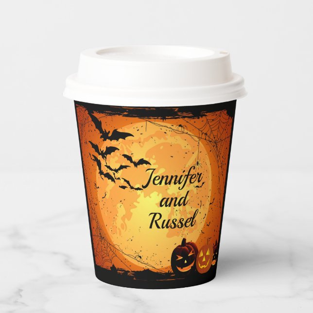 Gobelets En Papier Halloween Mariage Personnaliser les noms chaud fro (Recto)