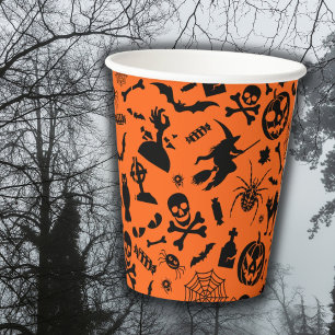 Gobelets En Papier Halloween Party Happy Halloween orange noir fun