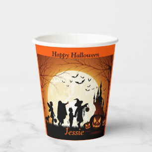 Gobelets En Papier Halloween Personnaliser Nom Fête Enfants