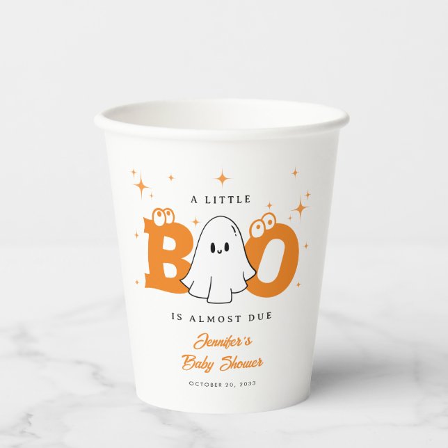 Gobelets En Papier Halloween Petit Boo Cute Baby shower neutre (Recto)