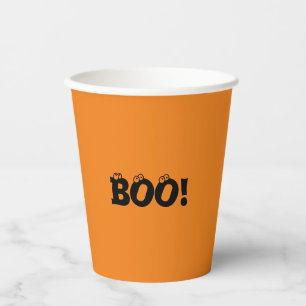 Gobelets En Papier Halloween Scary Boo ! globes oculaires noir orange
