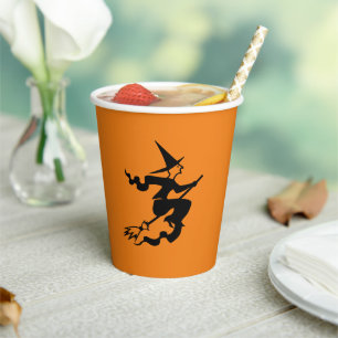 Gobelets En Papier Halloween sorcière noir orange éffrayant