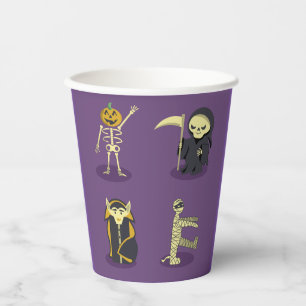 Gobelets En Papier Halloween Squelette Dracula Mummy Griffe Reaper