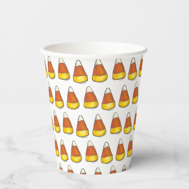 Gobelets En Papier Halloween Thanksgiving Trick or Treat Candy Corn (Recto)