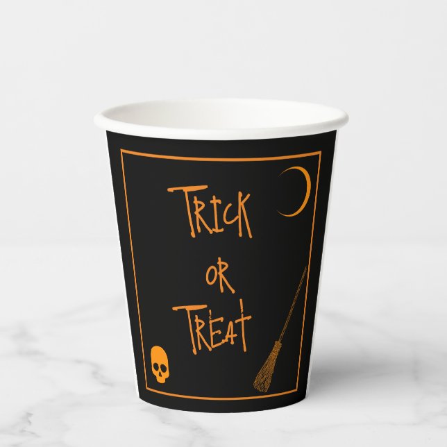 Gobelets En Papier Halloween Trick or Treat  (Recto)