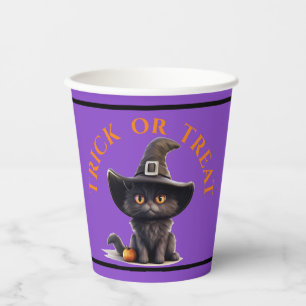 Gobelets En Papier Halloween Trick ou Treat mignonne Chat noir Casque