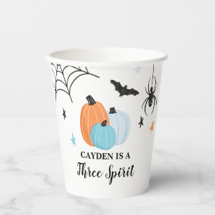 Gobelets En Papier Halloween Trois Esprit bleu Citrouilles 3e anniver