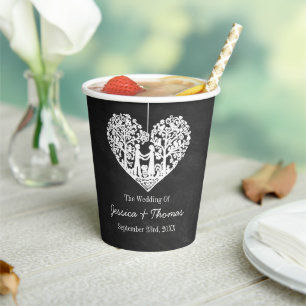 Gobelets En Papier Hanging Heart Tree Chalkboard Mariage Collection