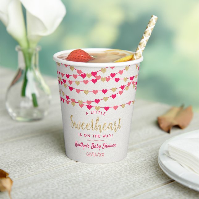 Gobelets En Papier Hanging Love Hearts Petit Baby shower amoureux (Insitu)