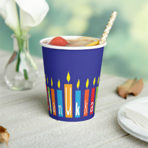 Gobelets En Papier Hanoukka Happy Candles 8 oz.